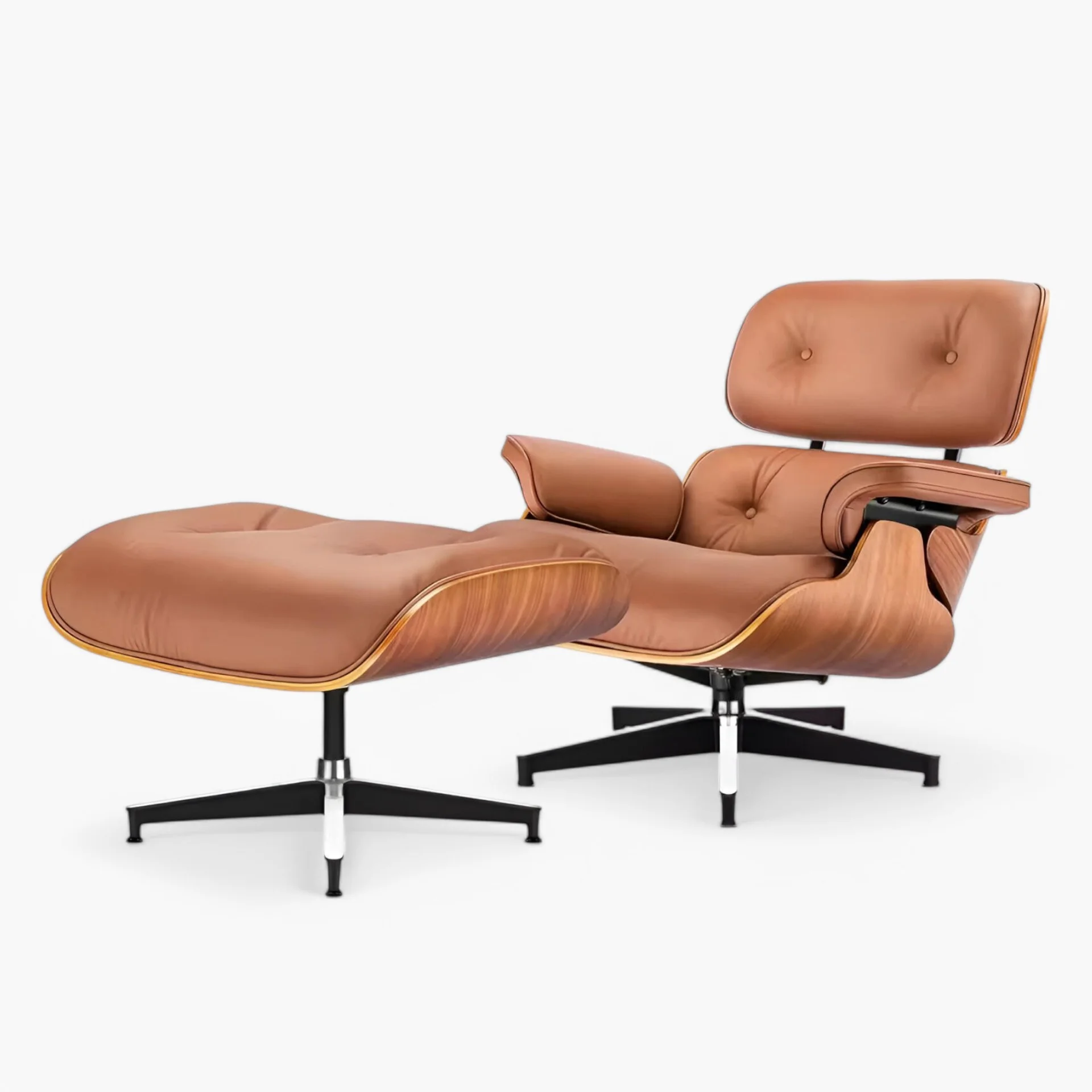 Brown Leather Walnut Wood Tall (Made to Order 6-8 Weeks)