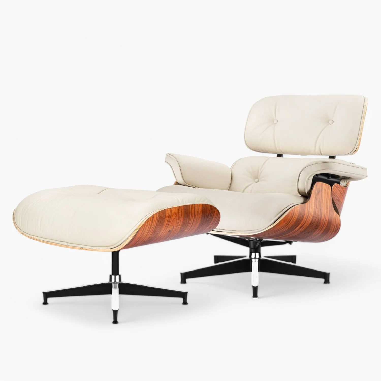 Ivory White Leather Palisander Wood Tall